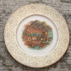 Vintage Imperial Service Plate by Salem China Co. 23 Karat Gold